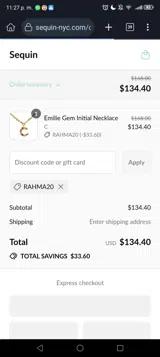 RAHMA20 coupon verification screenshot
