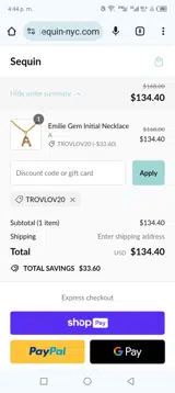 TROVLOV20 coupon verification screenshot