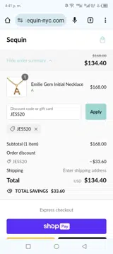 JESS20 coupon verification screenshot