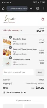 FALL10 coupon verification screenshot