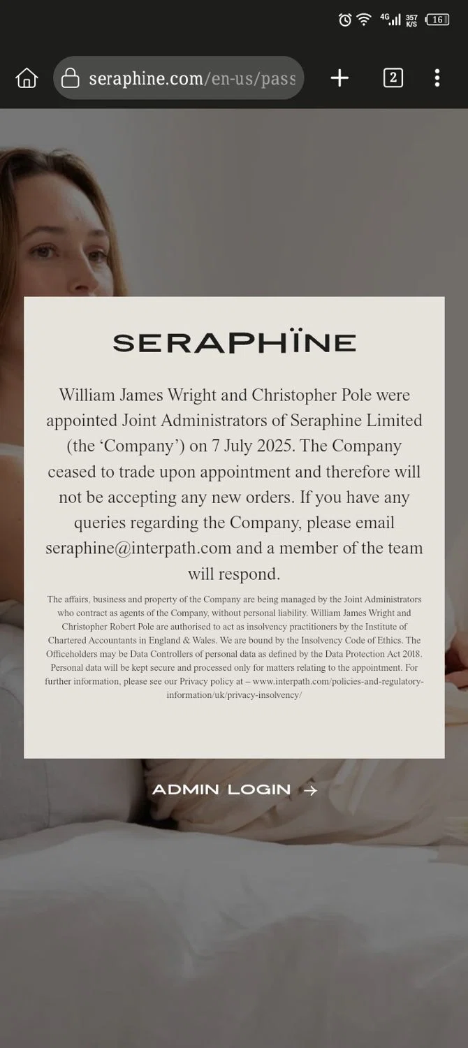 Seraphine checkout page showing Seraphine discount code box | Screenshot taken by SimplyCodes community member on Jul 10, 2025