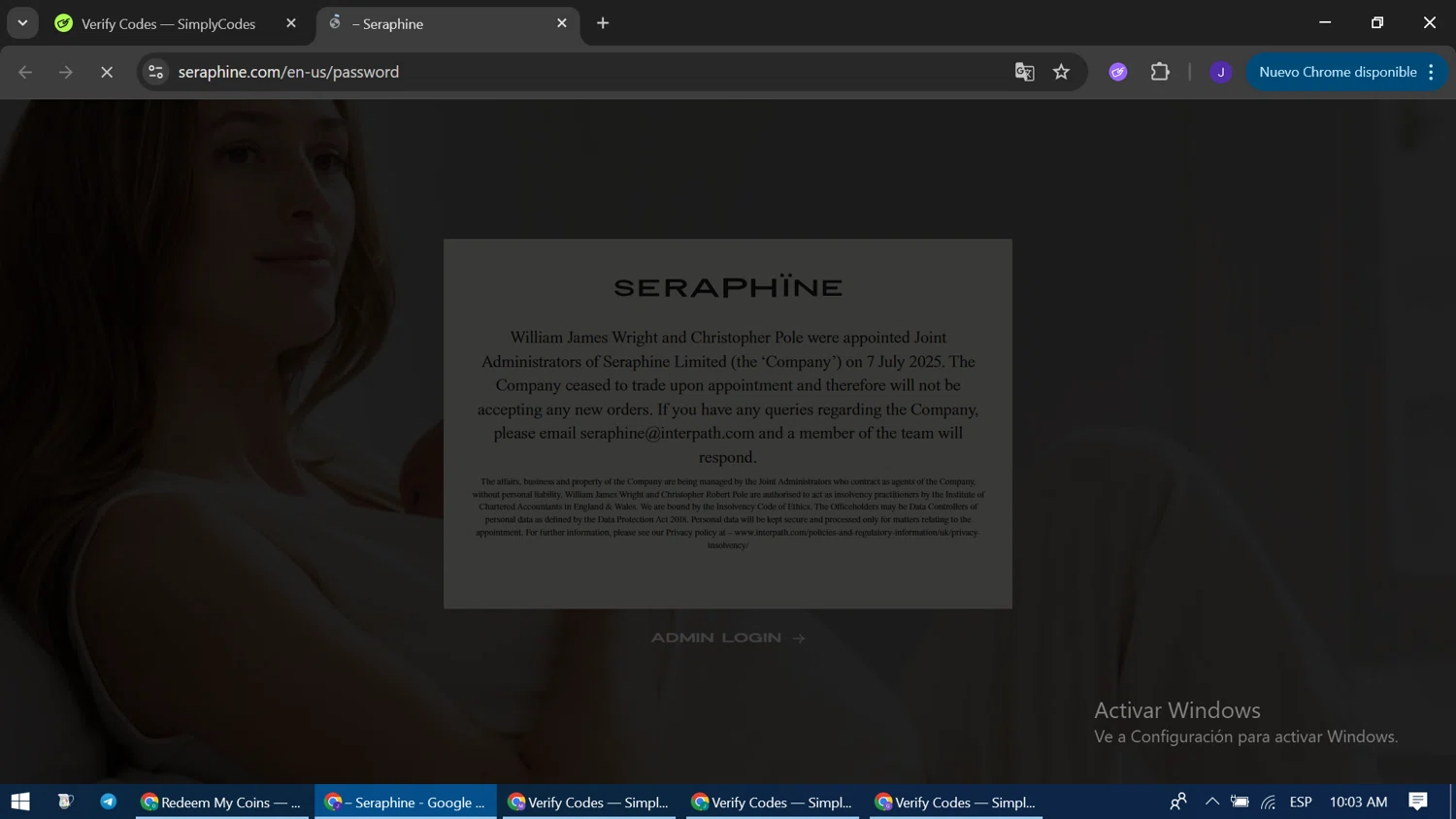 Seraphine discount code screenshot showing code VIP20 applied at Seraphine checkout page. Uploaded by SimplyCodes community member ExtraordinaryWizard9697 on Jul 12, 2025