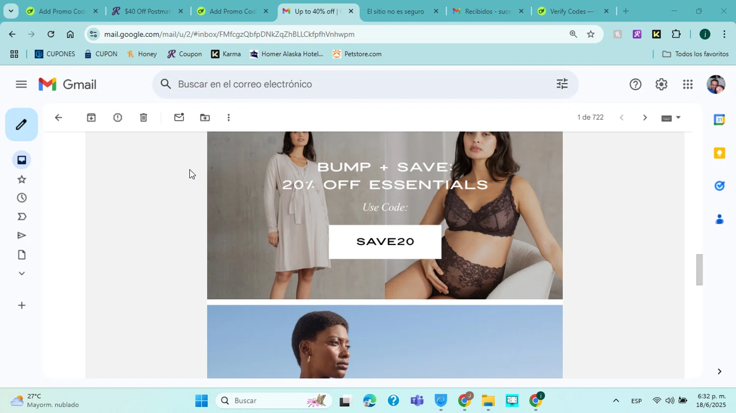Seraphine discount code screenshot showing code SAVE20 applied at Seraphine checkout page. Uploaded by SimplyCodes community member jorgejavierherrera on Jun 18, 2025