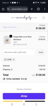 Love coupon verification screenshot