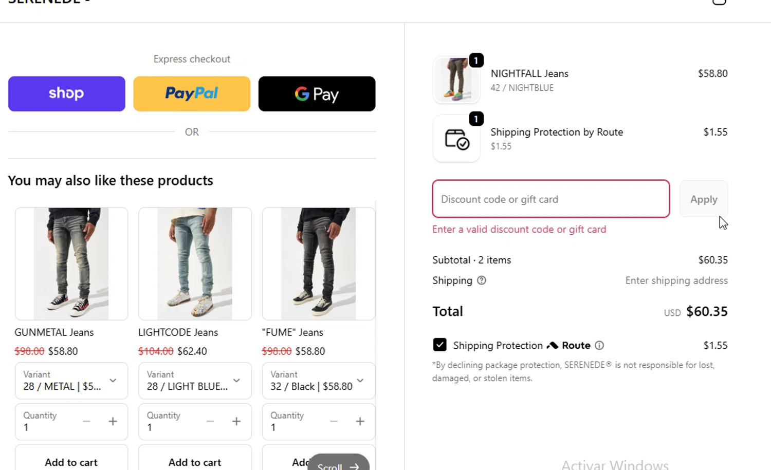 Serenede discount code screenshot showing code SPREADLUV888 applied at Serenede checkout page. Uploaded by SimplyCodes community member danyx_gx on Nov 30, 2025