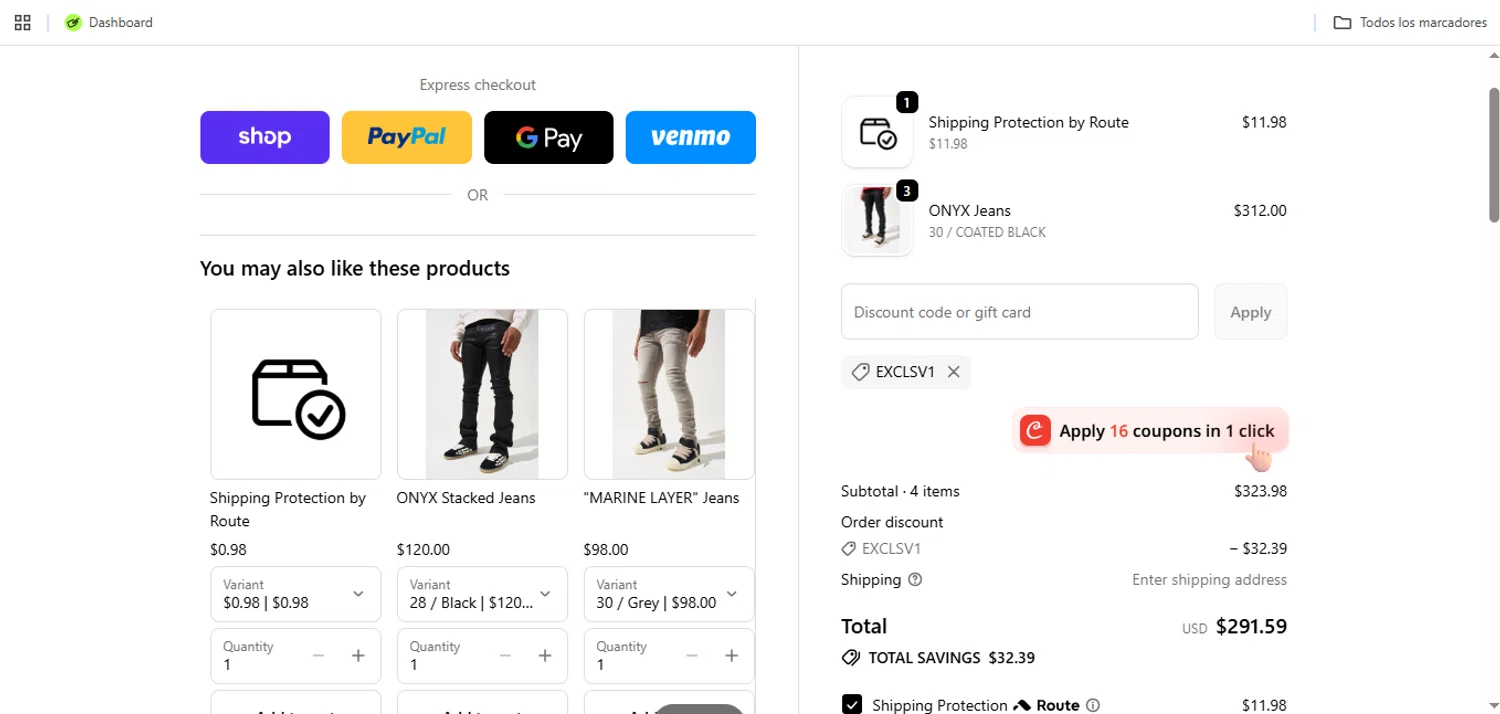 Serenede discount code screenshot showing code EXCLSV1 applied at Serenede checkout page. Uploaded by SimplyCodes community member Speedy on Jan 20, 2026