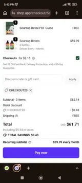 Serene Herbs coupon verification screenshot