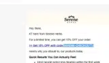 Serene Herbs coupon verification screenshot