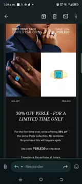 Perle30 coupon verification screenshot