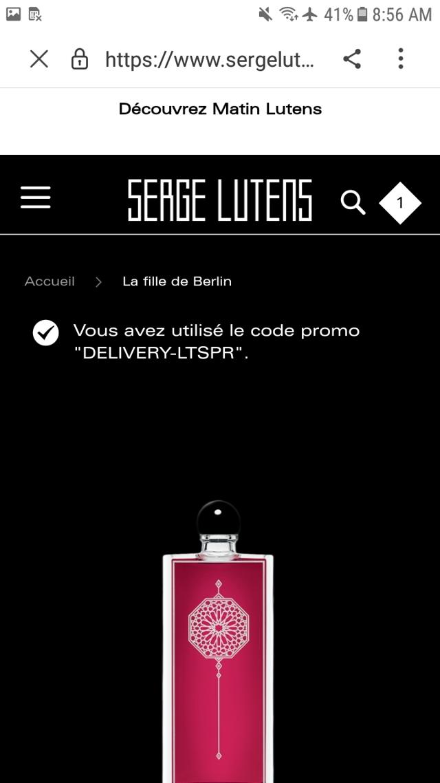 Serge Lutens checkout page showing Serge Lutens discount code box | Screenshot taken by SimplyCodes community member on May 16, 2022