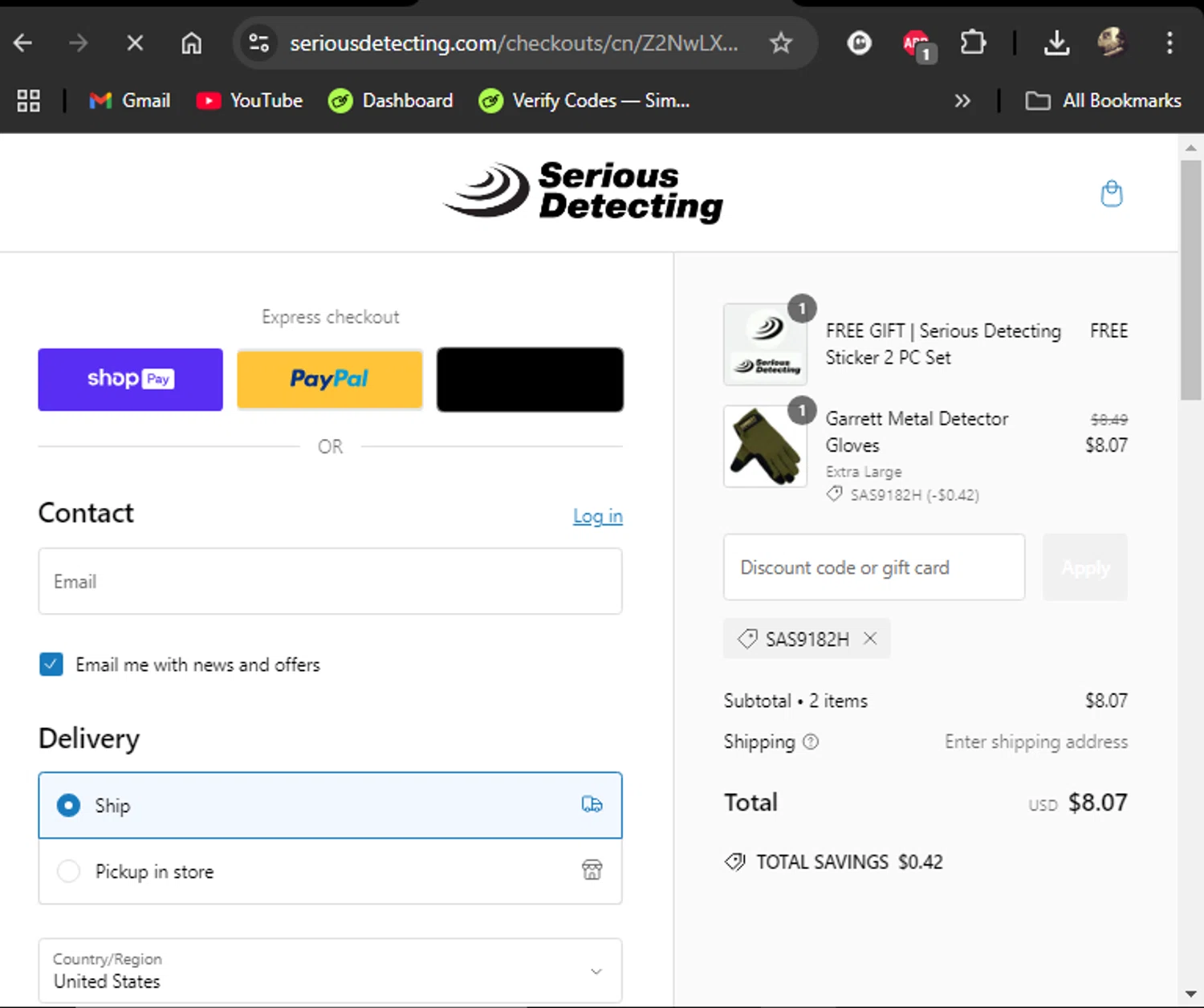 Serious Detecting promo code screenshot showing code SAS9182H applied at Serious Detecting checkout page. Uploaded by SimplyCodes community member LiShang on Jan 13, 2025