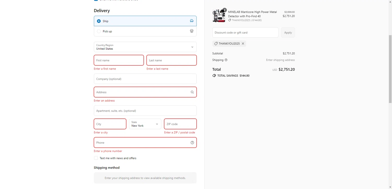Serious Detecting promo code screenshot showing code ThankYou2025 applied at Serious Detecting checkout page. Uploaded by SimplyCodes community member ValiantAce1810 on Aug 12, 2025