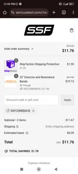 SSFCOMEBACK coupon verification screenshot