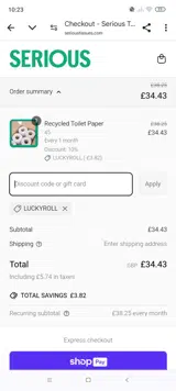 LUCKYROLL coupon verification screenshot