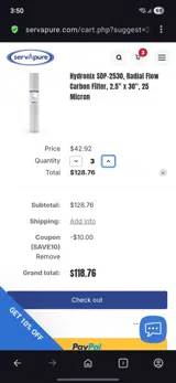 Save10 coupon verification screenshot