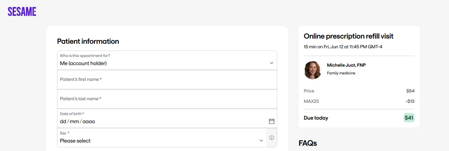 SesameRX promo code screenshot showing code MAX25 applied at SesameRX checkout page. Uploaded by SimplyCodes community member PaulSkenes on Jun 13, 2026