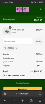 Sesh Life coupon verification screenshot