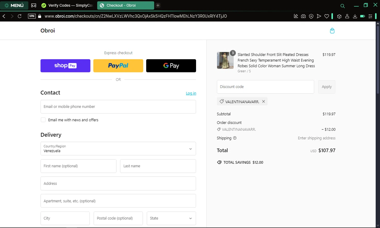 Setex promo code screenshot showing code HOWIE10 applied at Setex checkout page. Uploaded by SimplyCodes community member omarelpollo on Mar 4, 2025