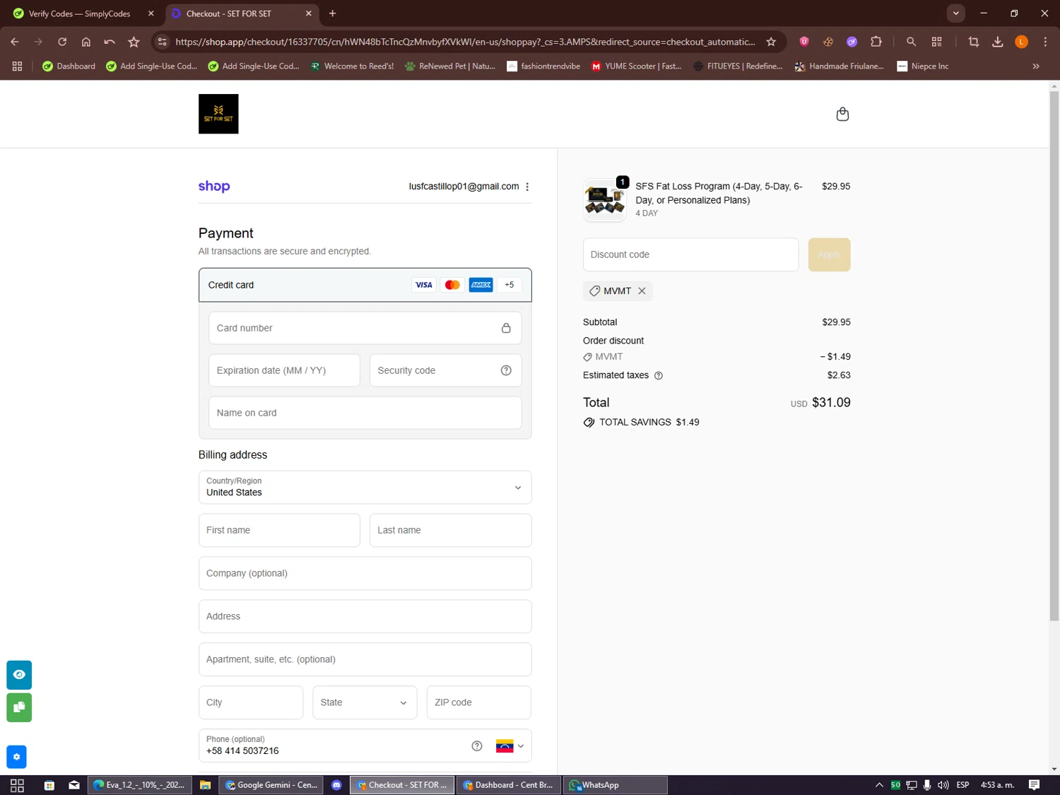 SET FOR SET discount code screenshot showing code MVMT applied at SET FOR SET checkout page. Uploaded by SimplyCodes community member Alalee on Oct 15, 2025