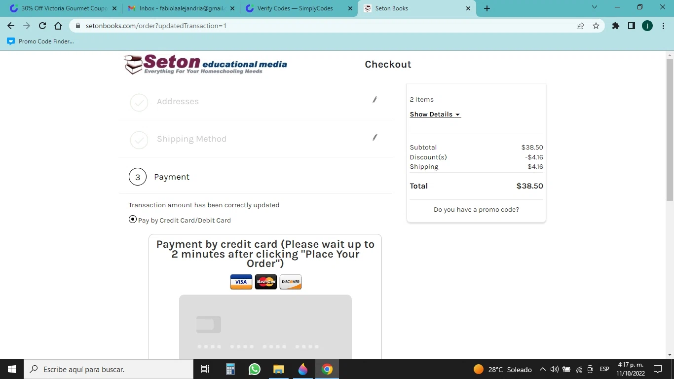 where to use Seton Educational Media promo code box