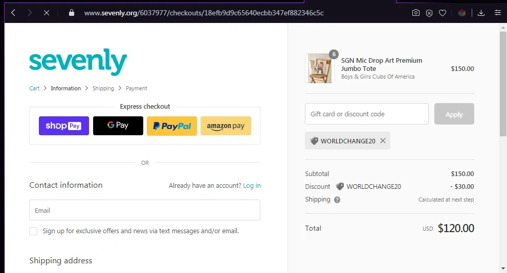 where to use Sevenly promo code box