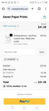 STARTUP coupon verification screenshot