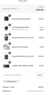 Seven Points CBD coupon verification screenshot
