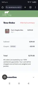 SAVE20 coupon verification screenshot