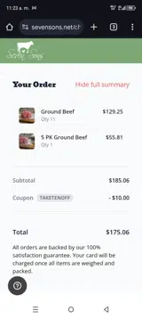 TAKETENOFF coupon verification screenshot
