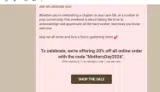 MothersDay2026 coupon verification screenshot