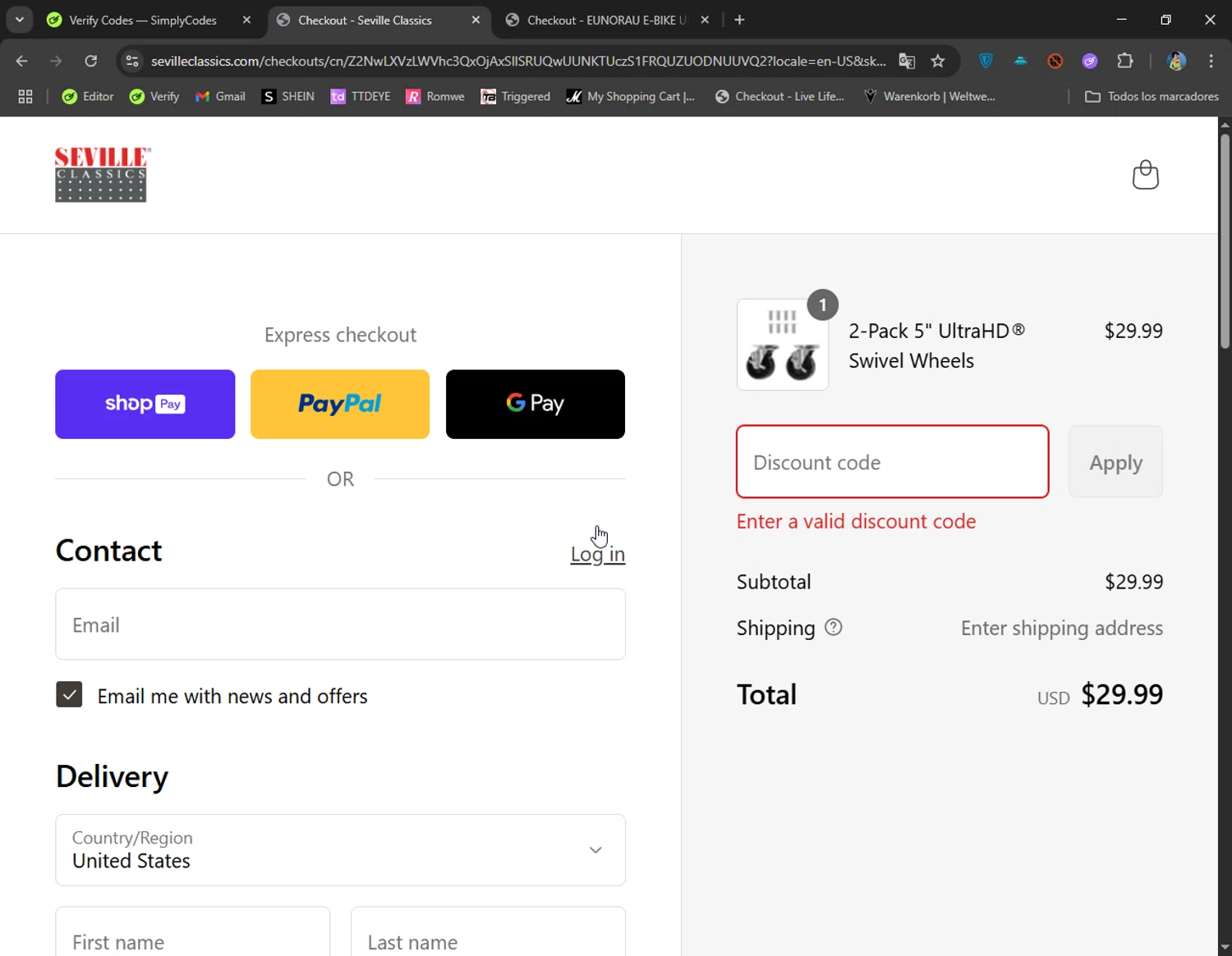 Seville Classics promo code screenshot showing code AIR5 applied at Seville Classics checkout page. Uploaded by SimplyCodes community member CoolMcCool on Jun 27, 2025