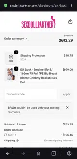 Sex Doll Partner coupon verification screenshot