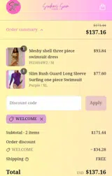 Welcome coupon verification screenshot