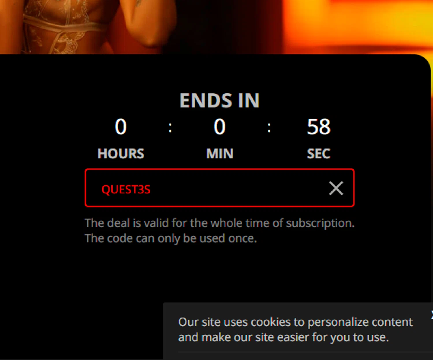 SexLikeReal promo code screenshot showing code QUEST3S applied at SexLikeReal checkout page. Uploaded by SimplyCodes community member usercode123 on Apr 2, 2025