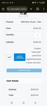 welcome coupon verification screenshot