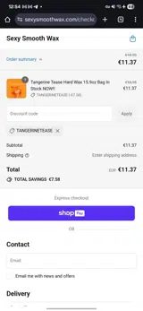 TangerineTease coupon verification screenshot
