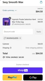 Waxingqueen coupon verification screenshot