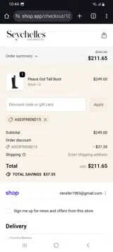 A003FRIEND15 coupon verification screenshot