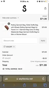 10%off coupon verification screenshot