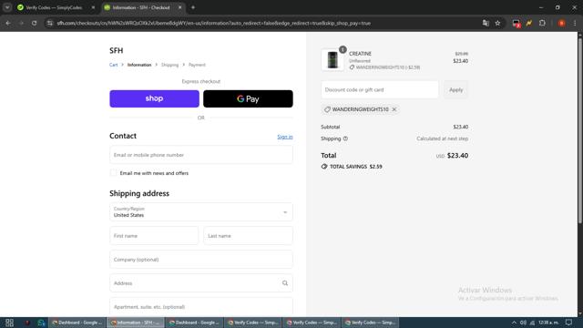 SFH.com checkout page showing SFH.com promo code box | Screenshot taken by SimplyCodes community member on Sep 12, 2025