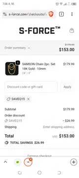DAVEQ15 coupon verification screenshot