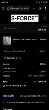 OUASSIM141 coupon verification screenshot