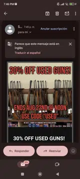 Used coupon verification screenshot