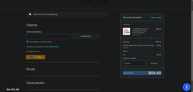 Shade Critters checkout page showing Shade Critters coupon code box | Screenshot taken by SimplyCodes community member on Dec 27, 2024
