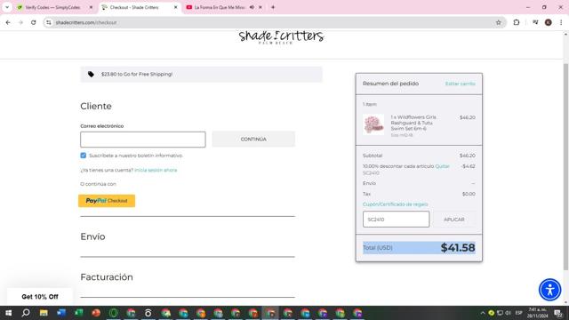Shade Critters checkout page showing Shade Critters coupon code box | Screenshot taken by SimplyCodes community member on Nov 28, 2024
