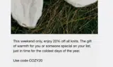 cozy20 coupon verification screenshot