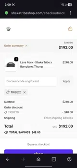 Shaka Tribe coupon verification screenshot