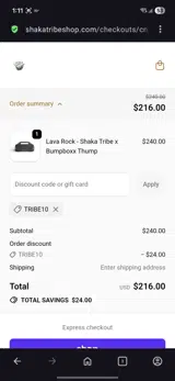 Shaka Tribe coupon verification screenshot