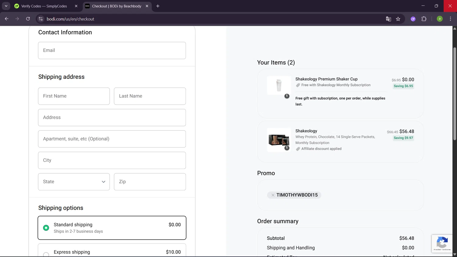 Shakeology checkout page showing Shakeology promo code box | Screenshot taken by SimplyCodes community member on Nov 3, 2025