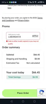 Shakeology coupon verification screenshot